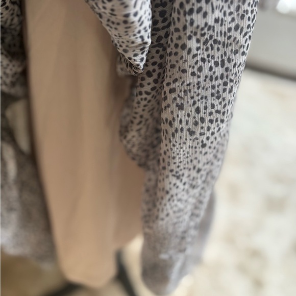 VICI LEOPARD PRINT SHEER RUFFLE TIE FRONT V-NECK COTTAGECORE MAXI DRESS SZ S-M - Picture 4 of 9